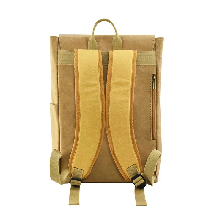 Classical Fashion Brown Washable Kraft Paper Backpack